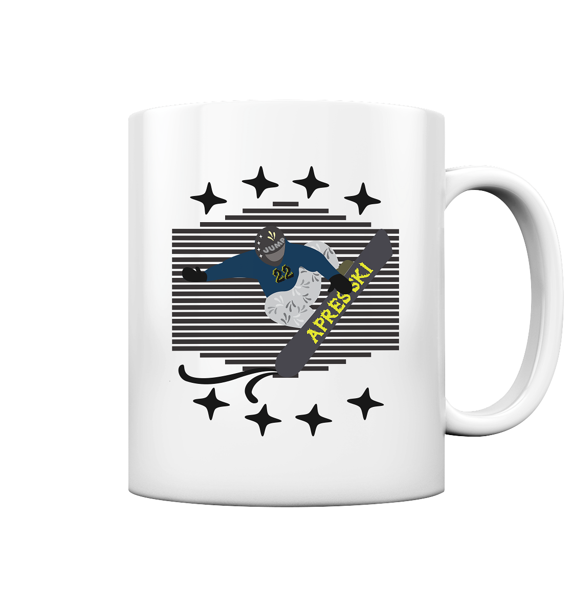 Snowboarding, Apres- Ski, Snowboard, - Tasse glossy