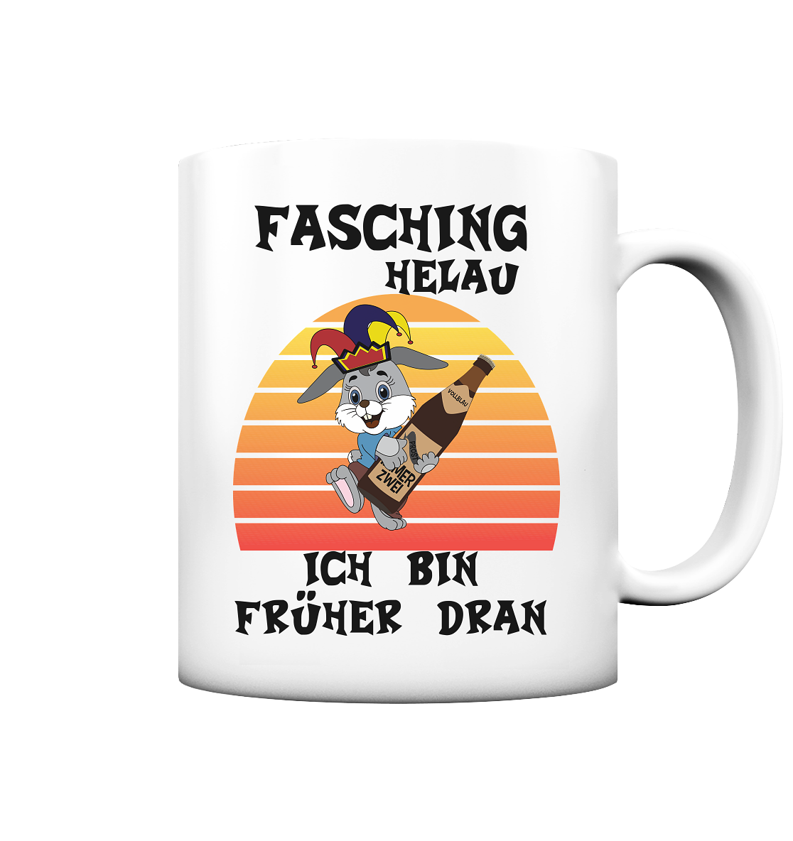 Fasching Helau, Osterhase feiert Karneval, Helau - Tasse matt