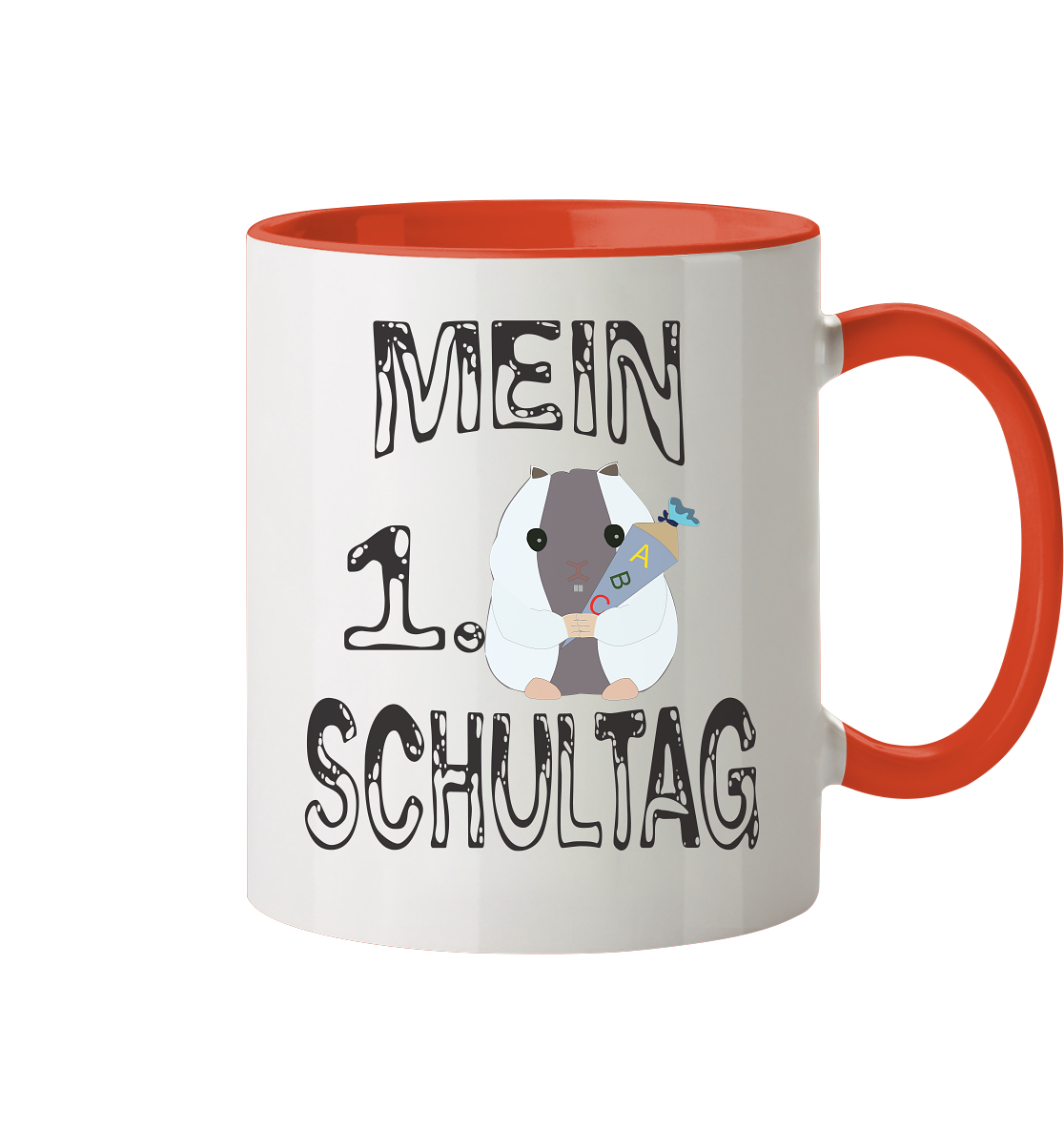 Schulanfang Schwarzes Design, Einschulung, Zuckettüte - Tasse zweifarbig