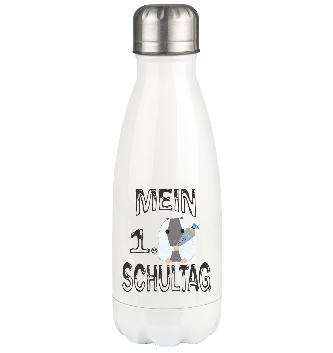 Schulanfang Schwarzes Design, Einschulung, Zuckettüte - Thermoflasche 350ml