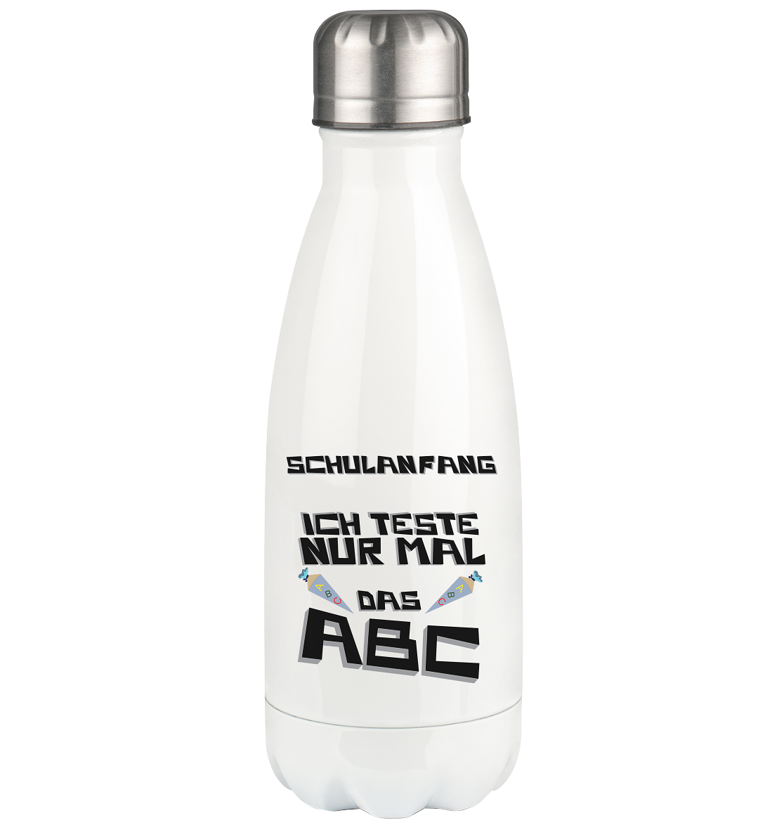 Schulanfang Schwarzes Design, Einschulung, Zuckettüte - Thermoflasche 350ml