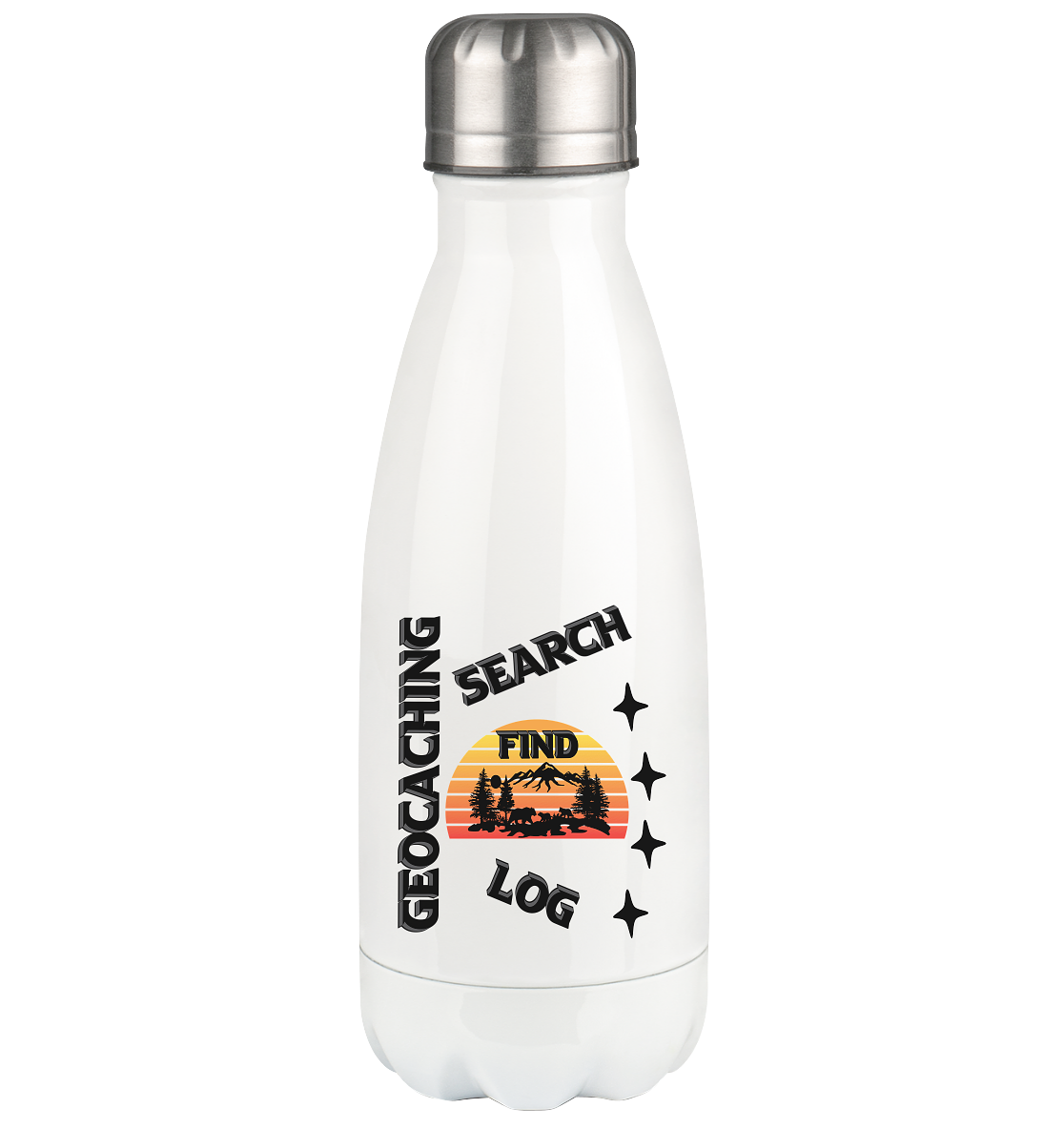 Geocaching, Suchen, Finden und Log, Geocache Schwarzes Design - Thermoflasche 350ml