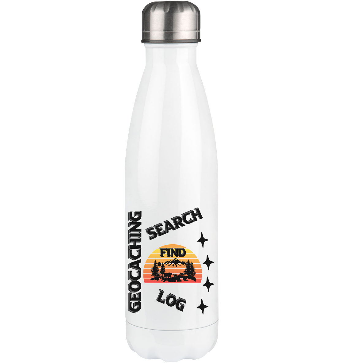 Geocaching, Suchen, Finden und Log, Geocache Schwarzes Design - Thermoflasche 500ml