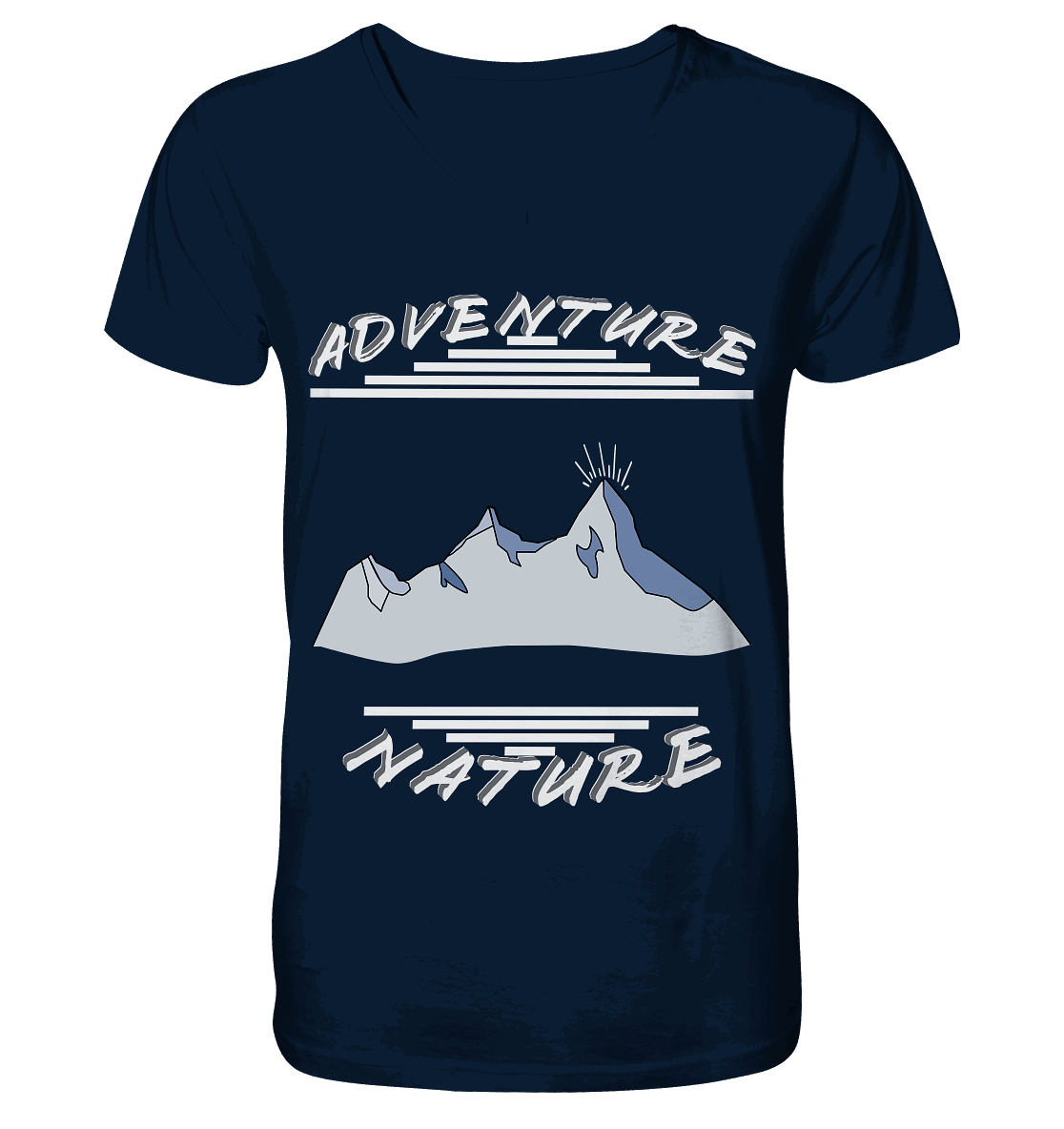 Adventure Nature, Abenteuer Natur, Camping, Geocaching - V-Neck Shirt