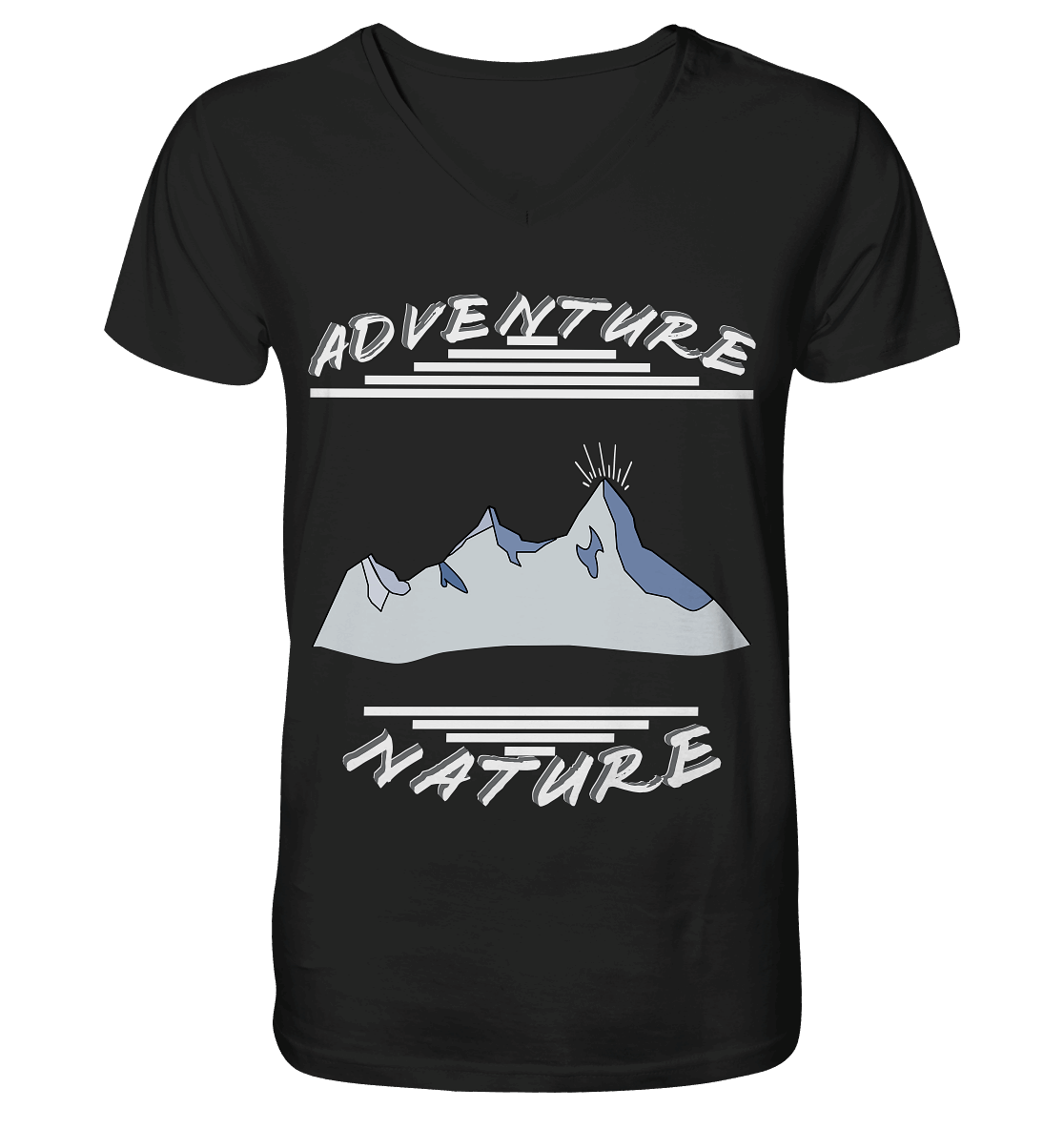 Adventure Nature, Abenteuer Natur, Camping, Geocaching - V-Neck Shirt