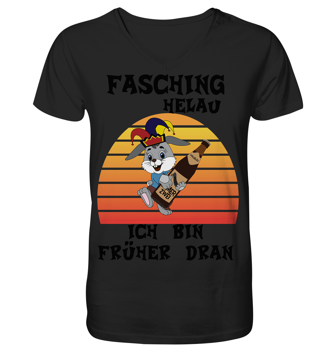Fasching Helau, Osterhase feiert Karneval, Helau - V-Neck Shirt