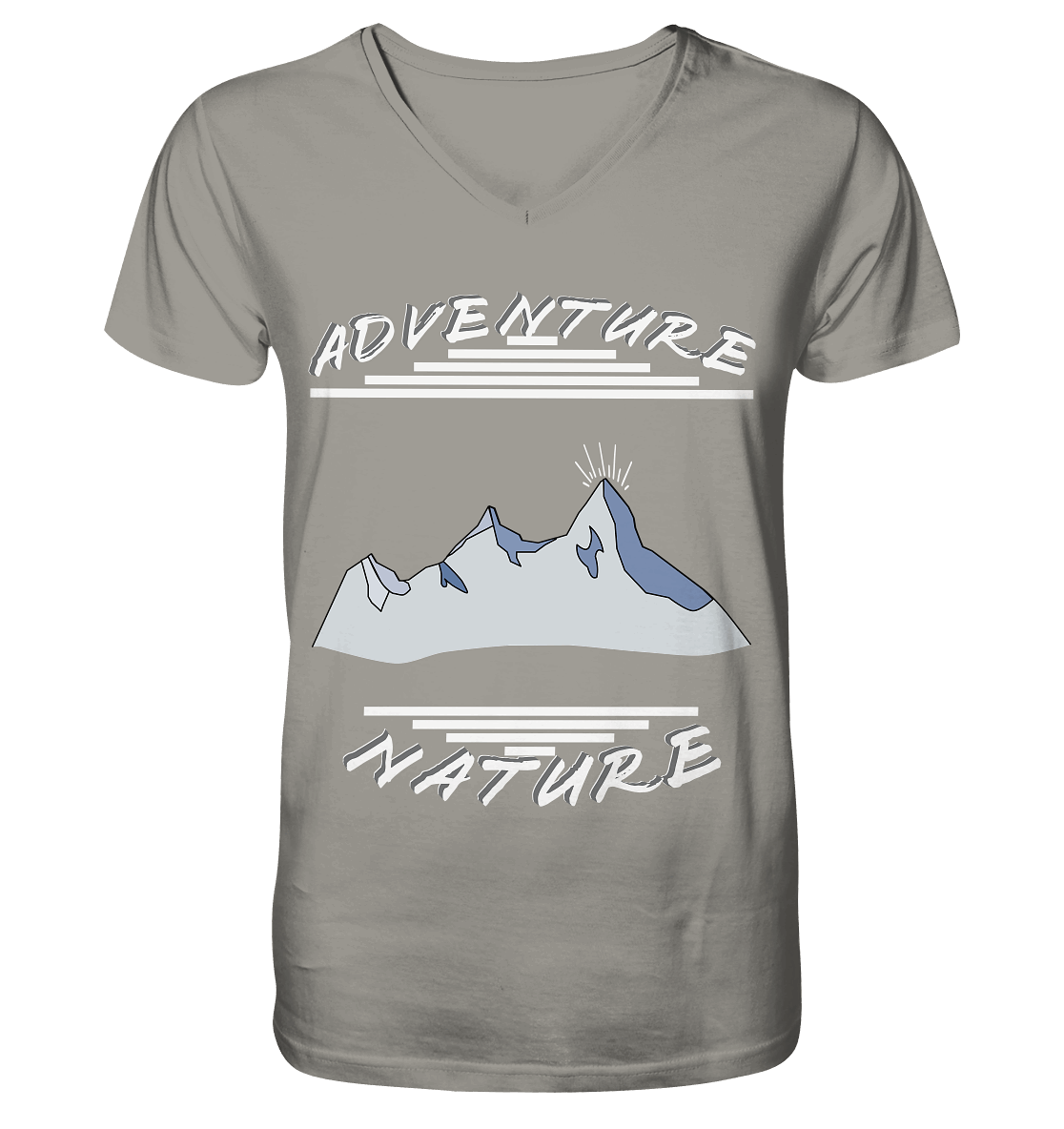 Adventure Nature, Abenteuer Natur, Camping, Geocaching - V-Neck Shirt