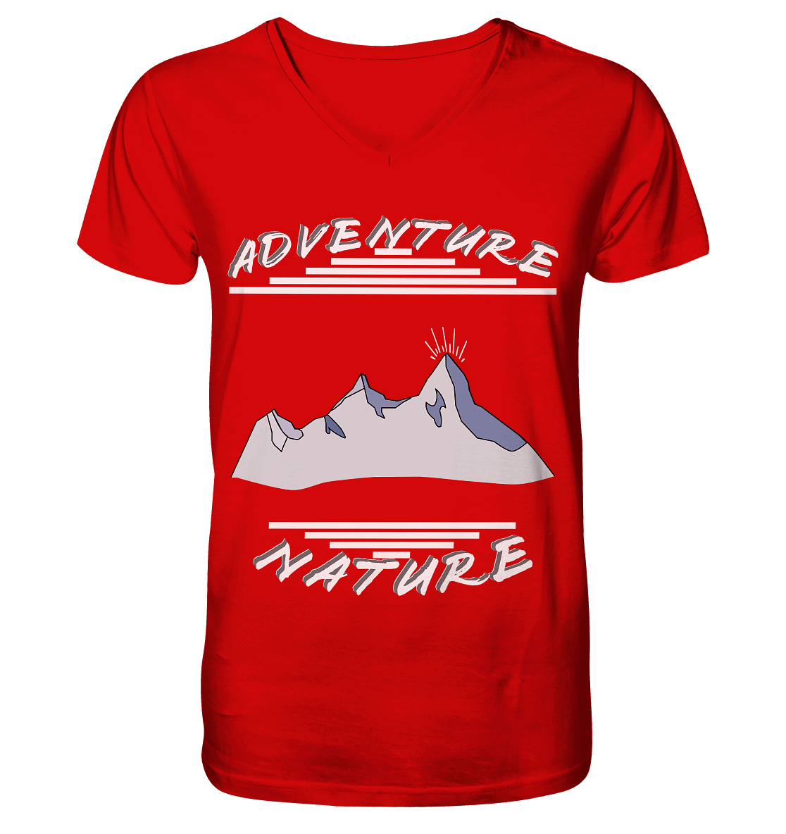 Adventure Nature, Abenteuer Natur, Camping, Geocaching - V-Neck Shirt