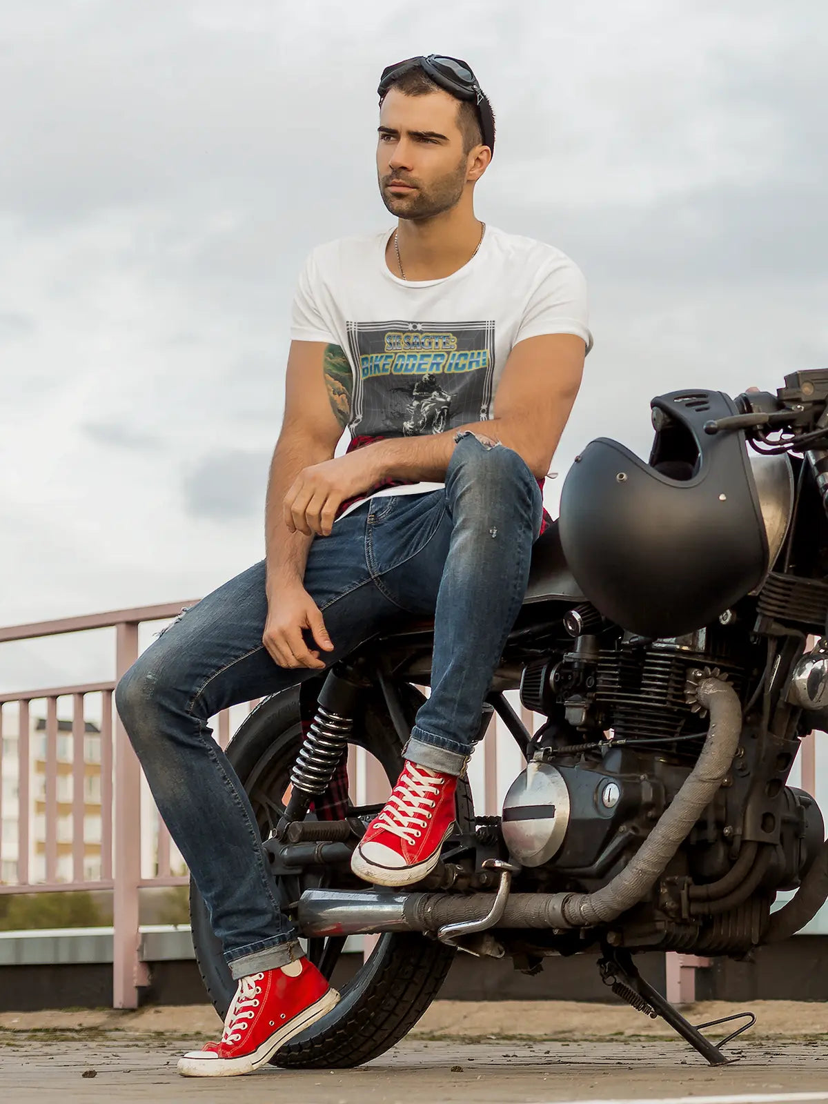 Bike oder ich Herren T-Shirt Bio Baumwolle weiß