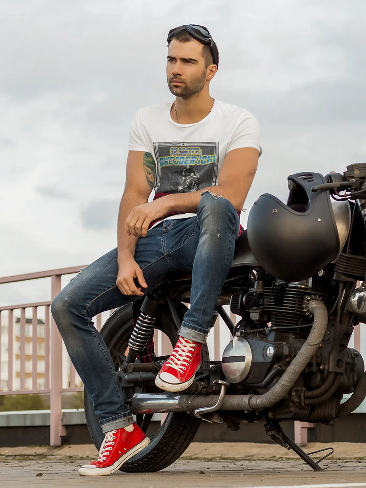 Bike oder ich Herren T-Shirt Bio Baumwolle weiß