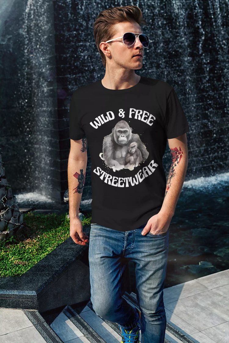 Schwarzes Shirt Wild & Free Gorilla 