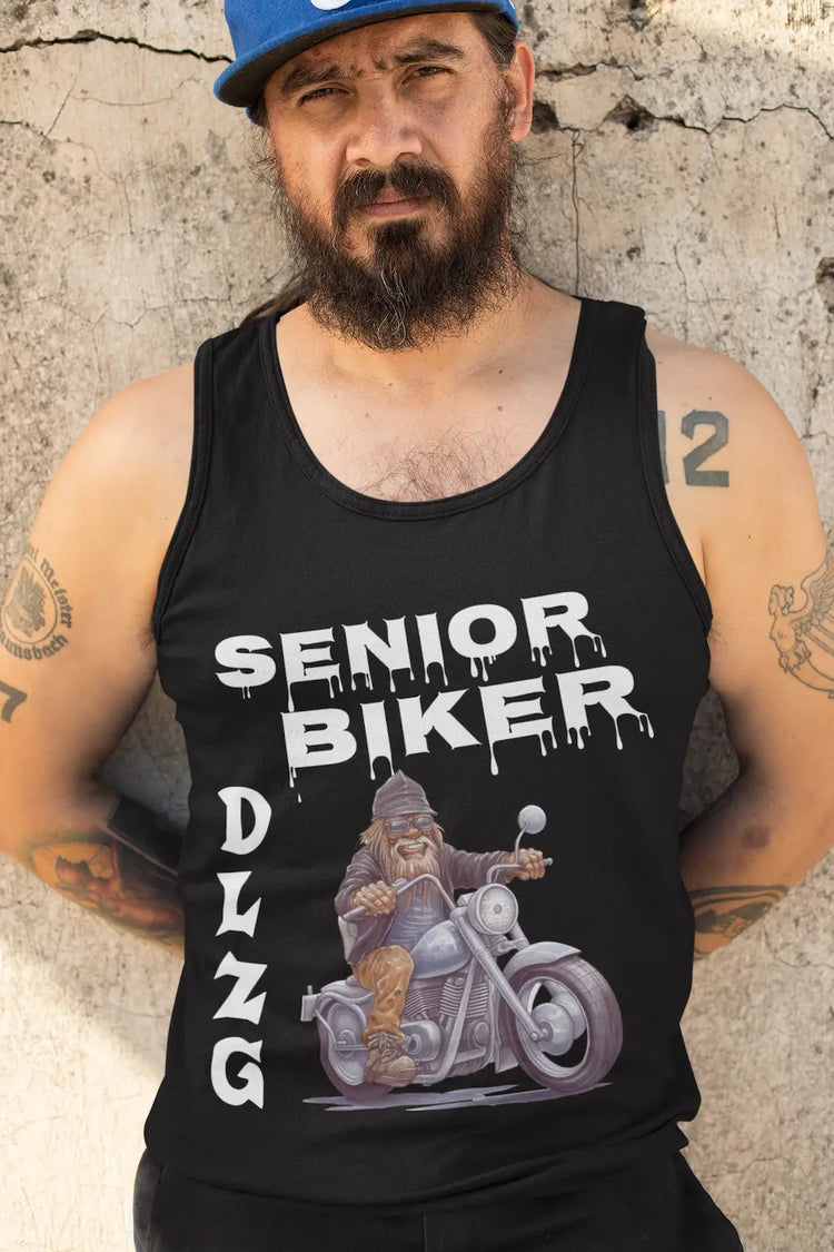 Senior Biker DLZG Hoodie für Opa auf einem Chopper Motorrad – Geschenk für Biker Opas
