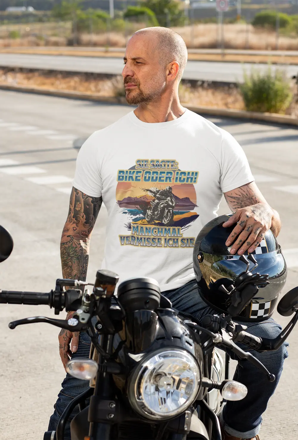 Sie sagte Bike oder ich Herren T-Shirt Biobaumwolle weiß