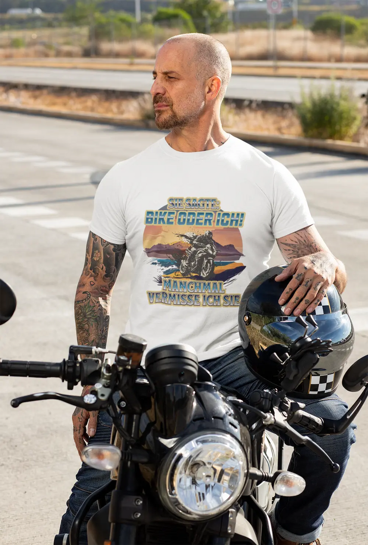 Sie sagte Bike oder ich Herren T-Shirt Biobaumwolle weiß