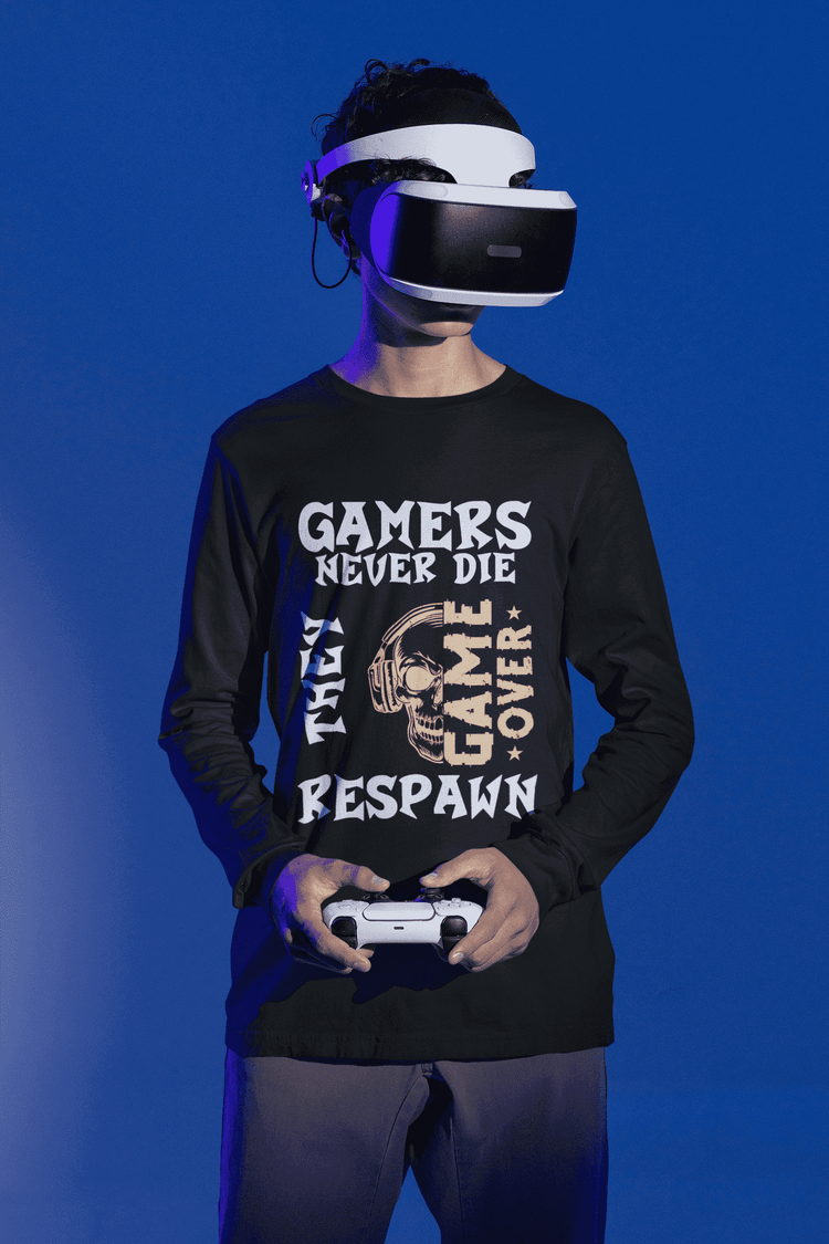 gamer never die - they respawn sweater weiße schrift  streetwear