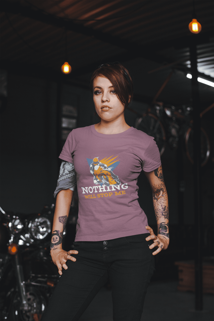 Shirt, Hoodies & Co mit dem Aufdruck - NOTHING WILL STOP ME mit Motorrad Print