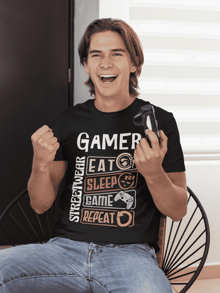 gamer shirt streetwear - eat - sleep - game - repeat statement