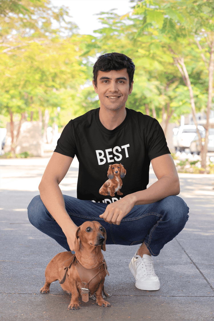 schwarze shirt mit aufdruck best buddys und bild von einem süßen hund