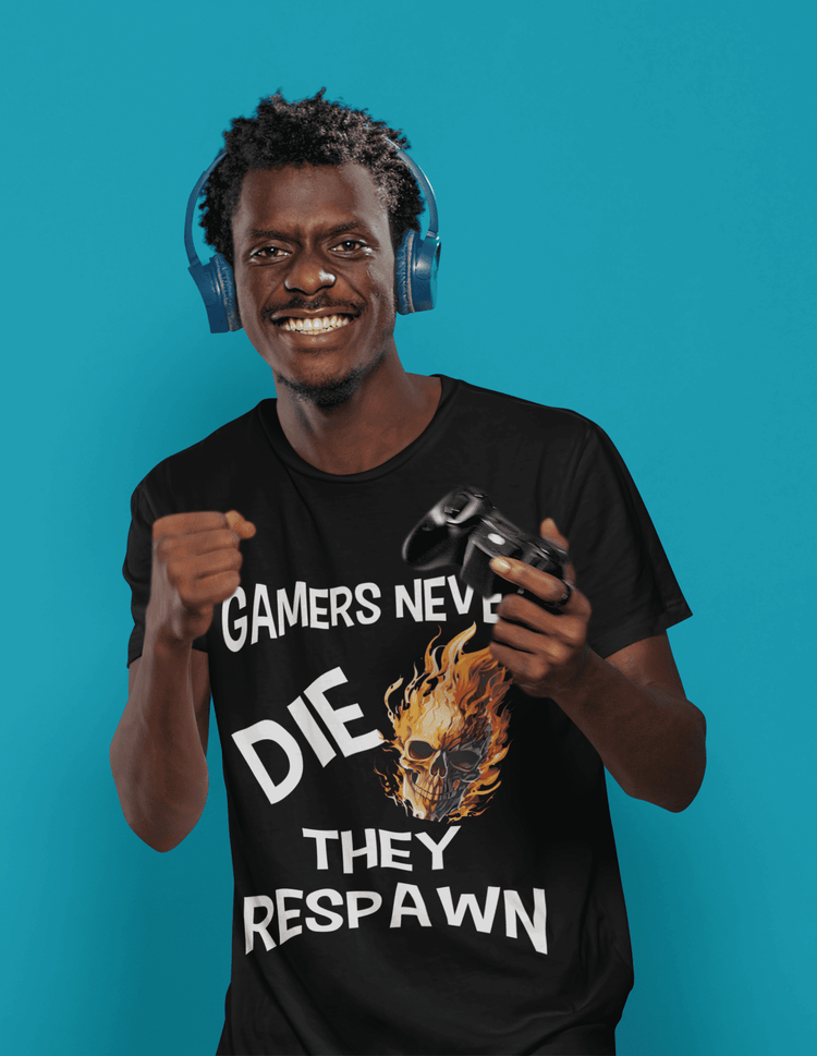 gamer shirt schwarz streetwear - gamers never die they respawn statement