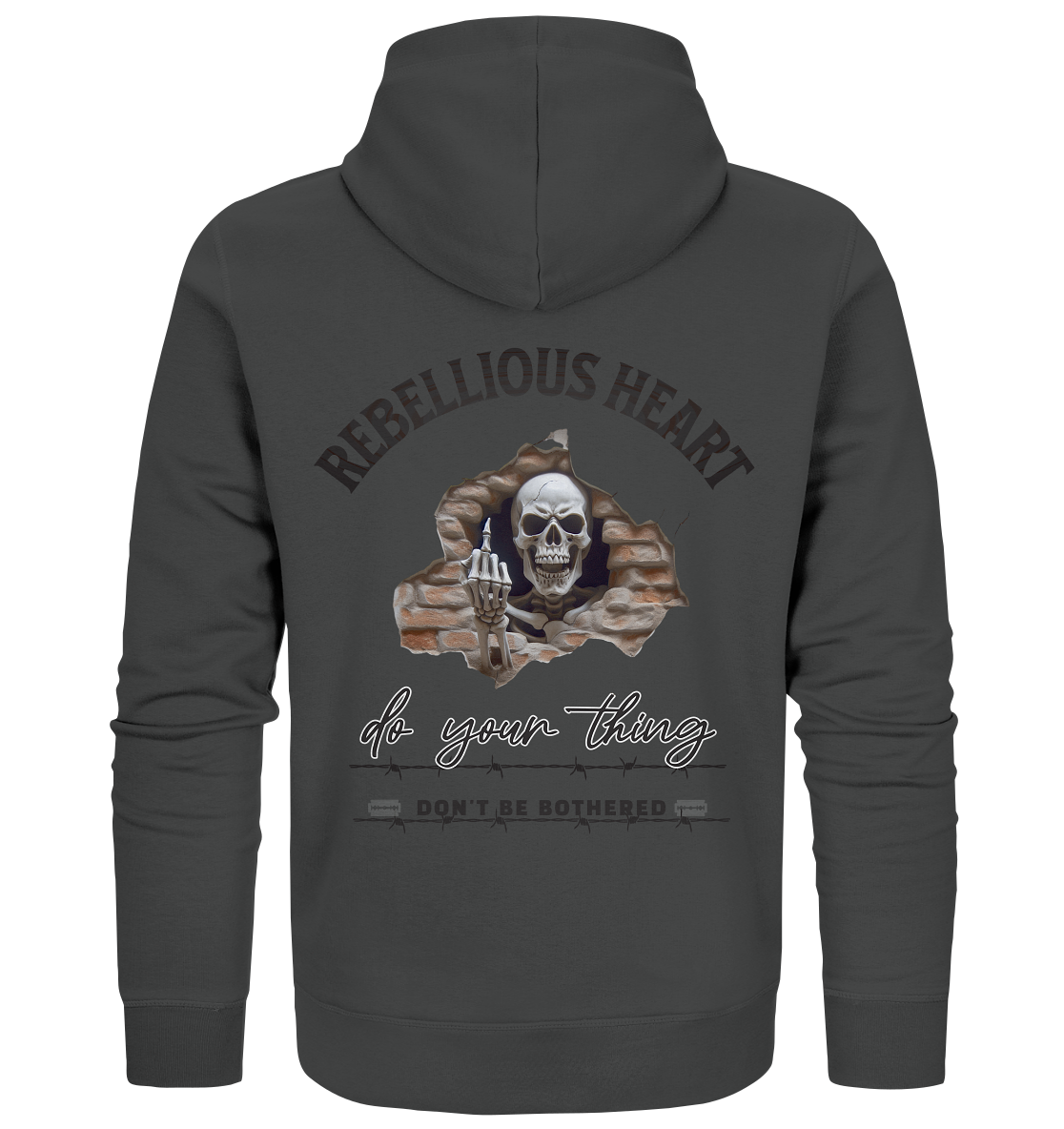 Rebellisches Herz Skull - Organic Zipper