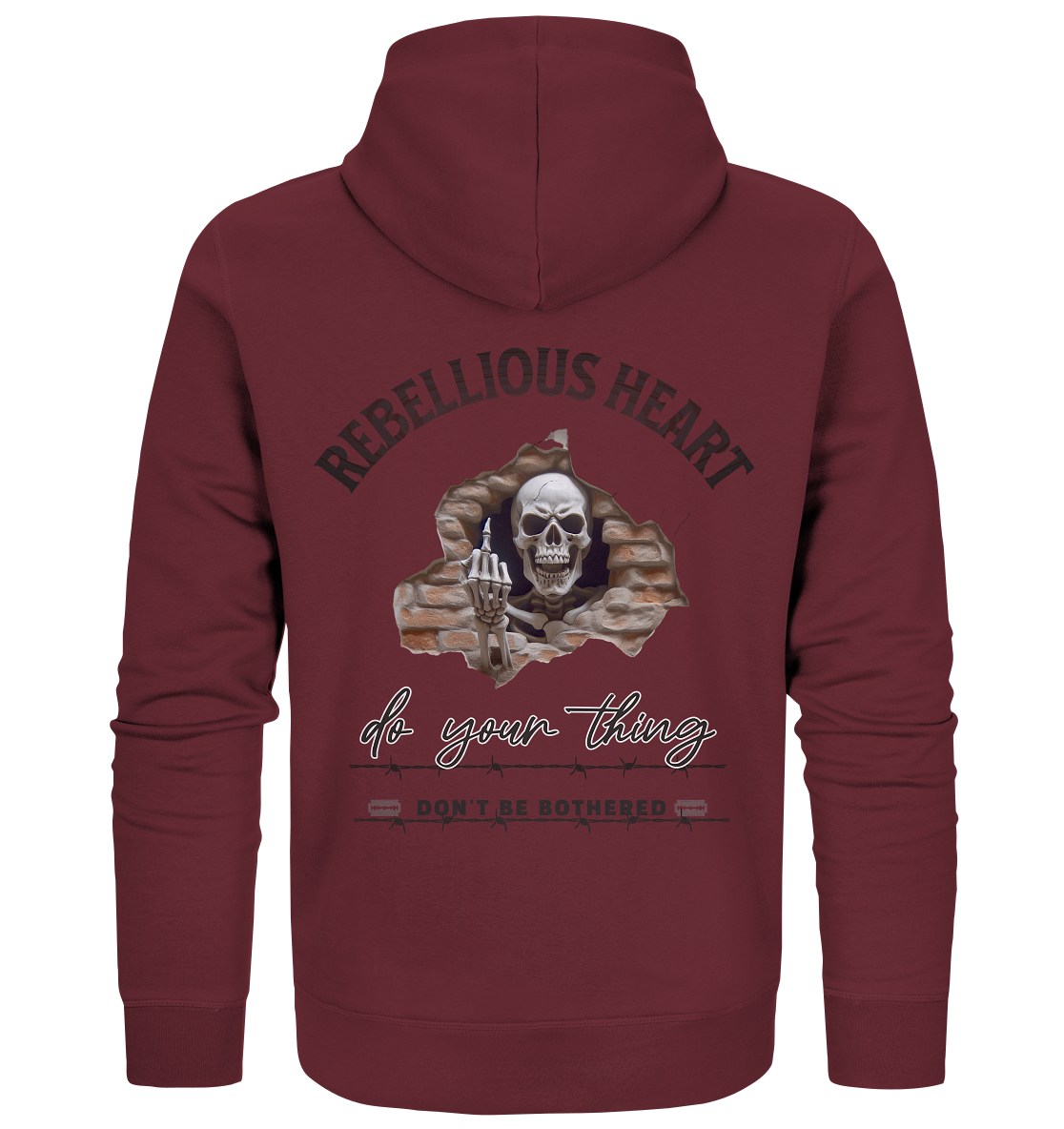 Rebellisches Herz Skull - Organic Zipper