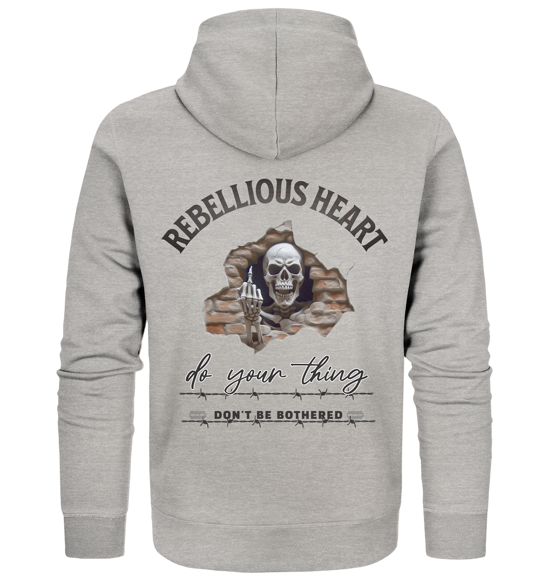 Rebellisches Herz Skull - Organic Zipper