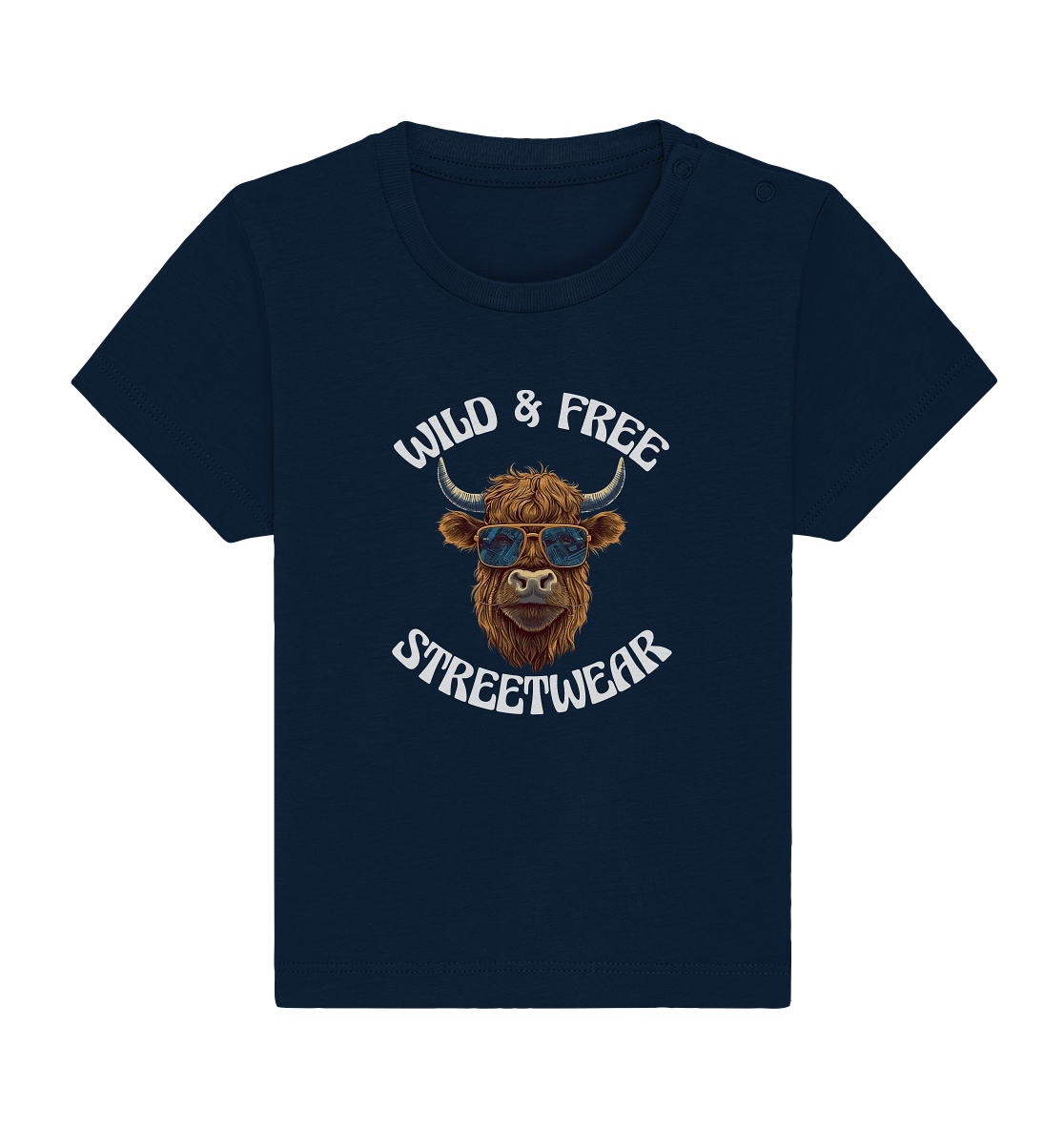 WILD & FREE NO 2 HIGHLAND COW STREETWEAR - STATEMENT - Baby Organic Shirt