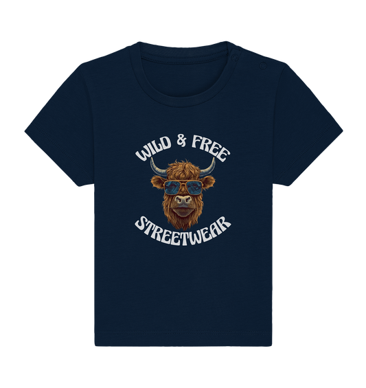 WILD & FREE NO 2 HIGHLAND COW STREETWEAR - STATEMENT - Baby Organic Shirt