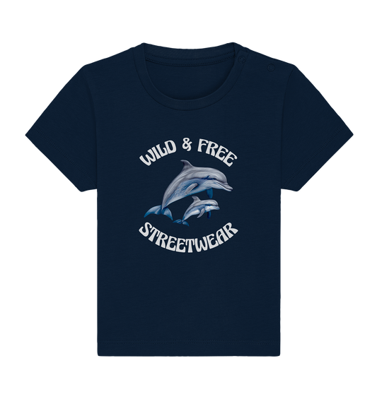 WILD & FREE NO 10 DOLPHIN FAMILY  - STREETWEAR - STATEMENT   - Baby Organic Shirt