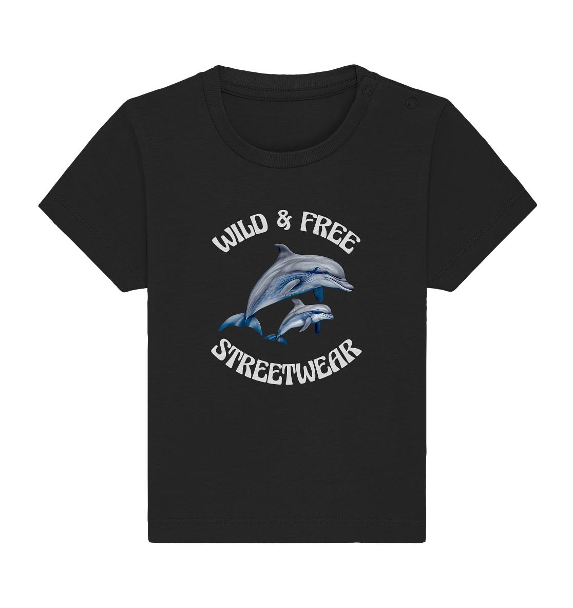 WILD & FREE NO 10 DOLPHIN FAMILY  - STREETWEAR - STATEMENT   - Baby Organic Shirt