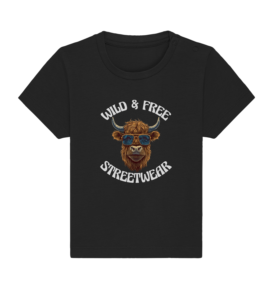 WILD & FREE NO 2 HIGHLAND COW STREETWEAR - STATEMENT - Baby Organic Shirt