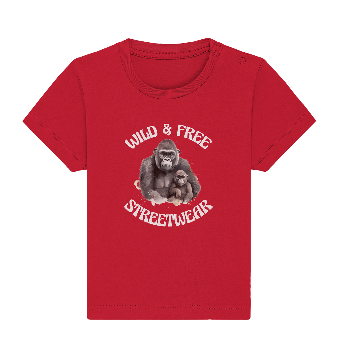 WILD & FREE NO 15 GORILLA FAMILY  - STREETWEAR - STATEMENT  - Baby Organic Shirt