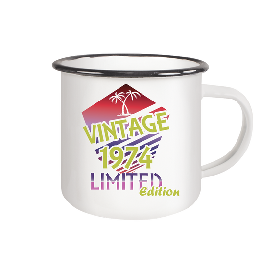 Vintage Jahrgang 1974- Tassen Limited Edition  - Emaille Tasse (Black)