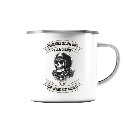 DLzG - Legends never Die - Emaille Tasse (Silber)