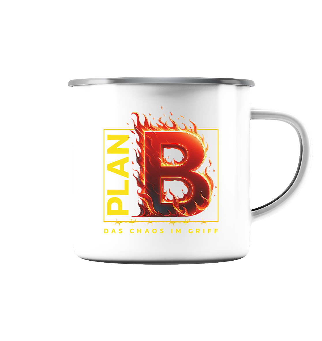 Plan B - Emaille Tasse (Silber)