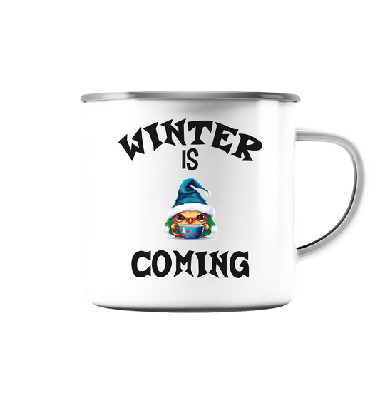 WINTER IS COMING - Emaille Tasse (Silber)