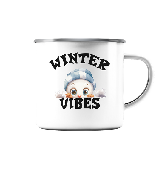 WINTER VIBES - Emaille Tasse (Silber)