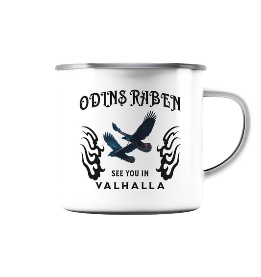 Odins Raben- See you - Emaille Tasse (Silber)