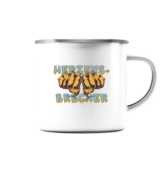 Herzensbrecher - Statement   - Emaille Tasse (Silber)