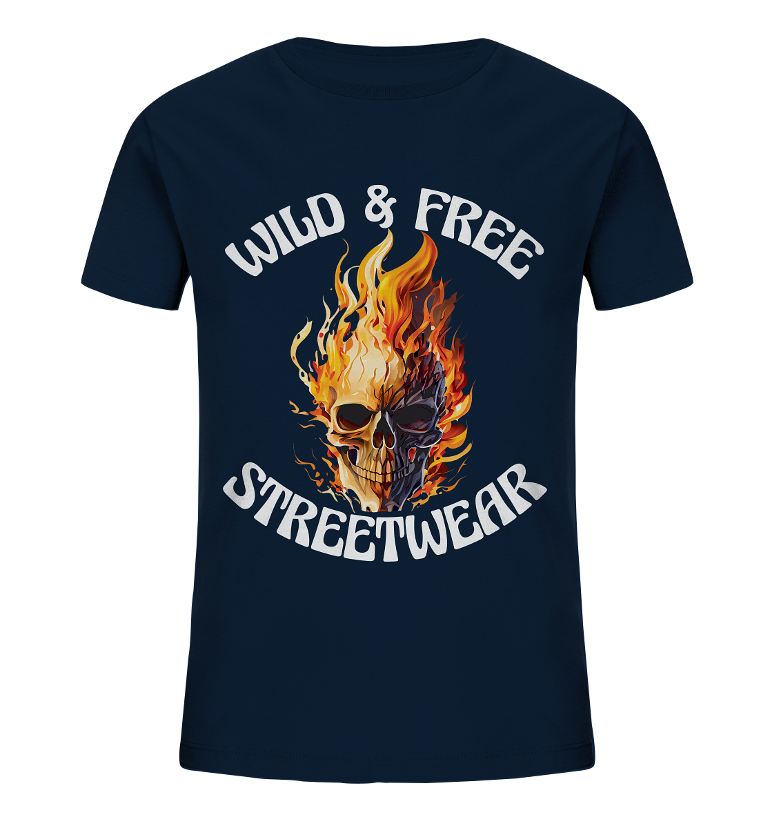 WILD & FREE NO 8 SKULL II - STREETWEAR - STATEMENT  - Kids Organic Shirt