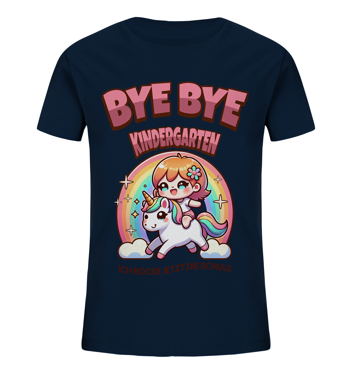 T-Shirt Einhorn Bye Bye Kindergarten  - Kids Organic Shirt