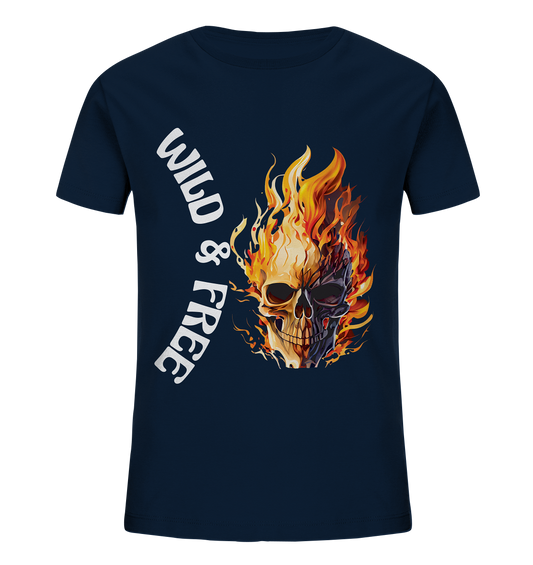 Kids Organic T-Shirt- Wild & Free Skull- cooles Basic für jeden Look