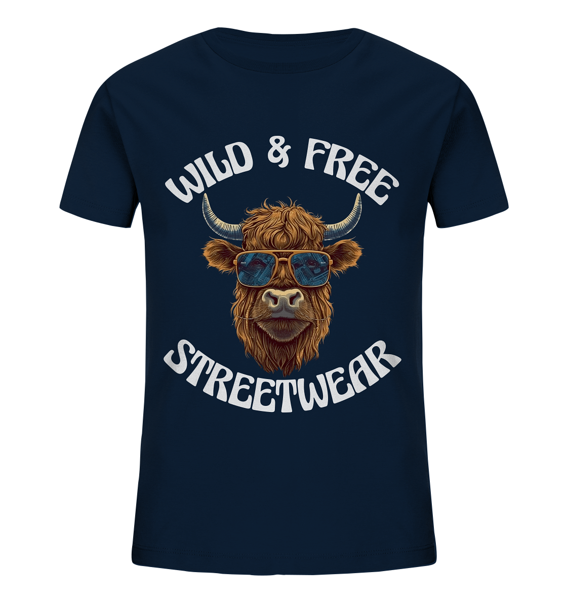 WILD & FREE NO 2 HIGHLAND COW STREETWEAR - STATEMENT - Kids Organic Shirt