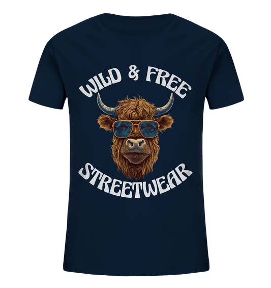 WILD & FREE NO 2 HIGHLAND COW STREETWEAR - STATEMENT - Kids Organic Shirt