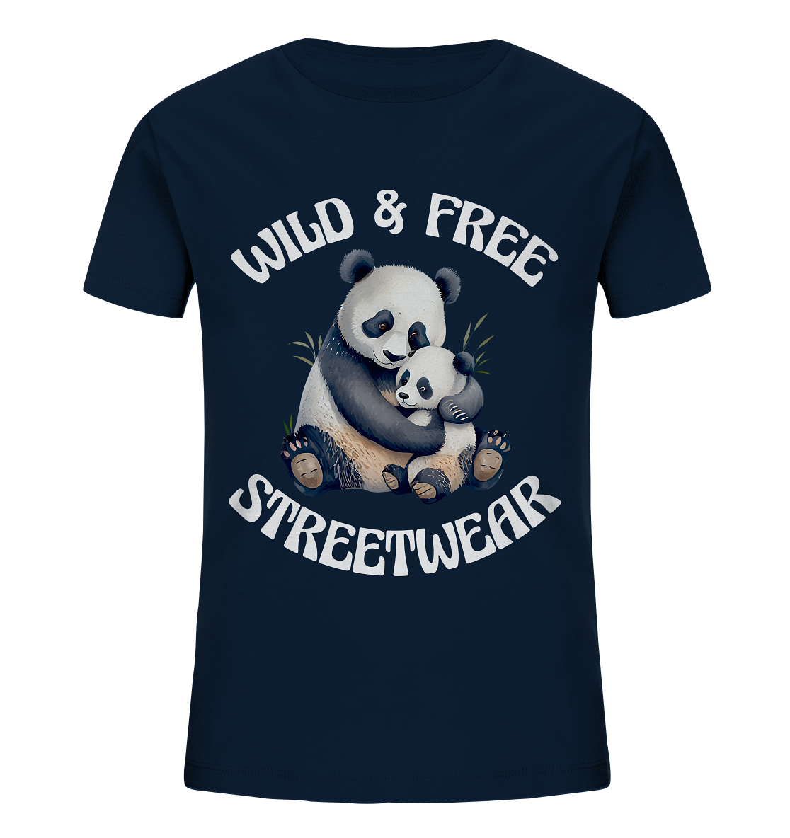 WILD & FREE NO 12 PANDA FAMILY  - STREETWEAR - STATEMENT    - Kids Organic Shirt