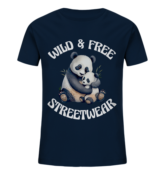 WILD & FREE NO 12 PANDA FAMILY  - STREETWEAR - STATEMENT    - Kids Organic Shirt