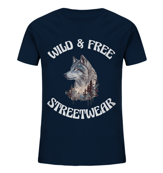 WILD & FREE NO 3 WOLF STREETWEAR - STATEMENT - Kids Organic Shirt