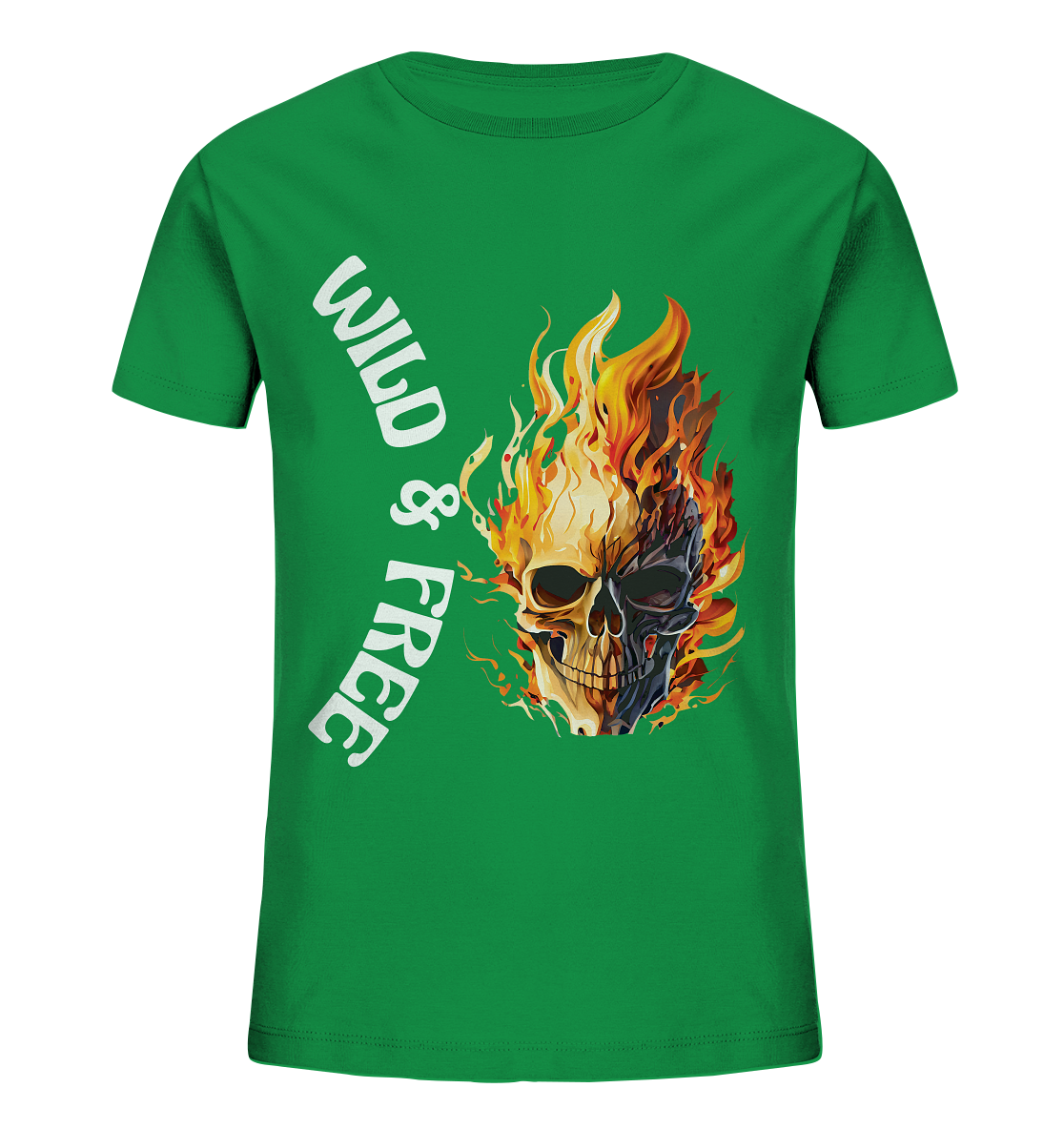 Kids Organic T-Shirt- Wild & Free Skull- cooles Basic für jeden Look