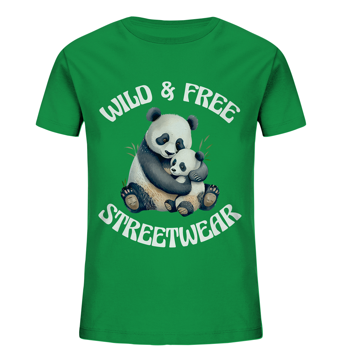 WILD & FREE NO 12 PANDA FAMILY  - STREETWEAR - STATEMENT    - Kids Organic Shirt