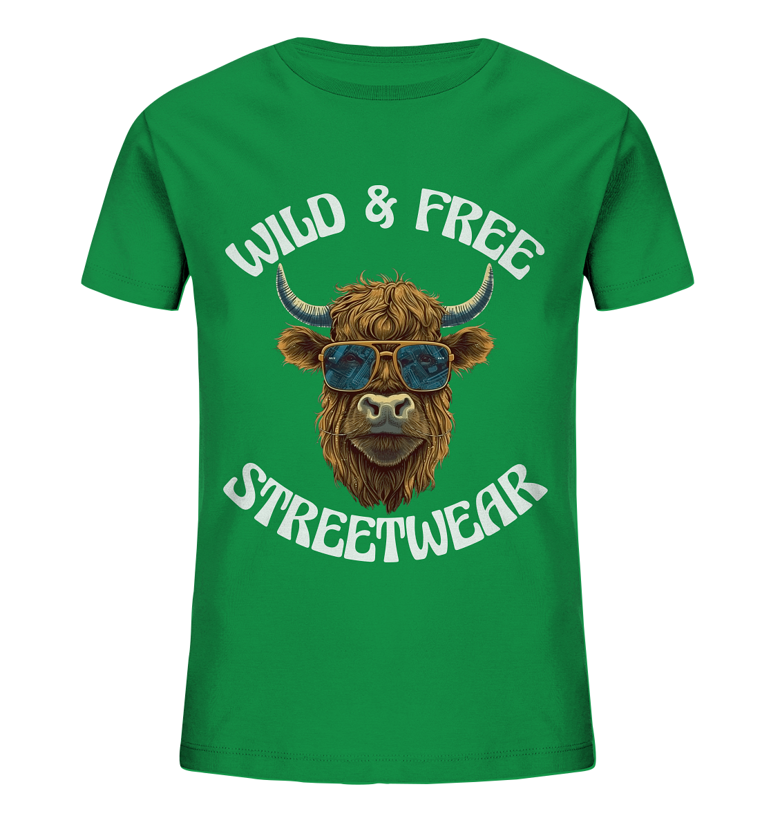 WILD & FREE NO 2 HIGHLAND COW STREETWEAR - STATEMENT - Kids Organic Shirt